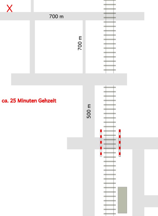 Skizze Wegbeschreibung vom Bahnhof